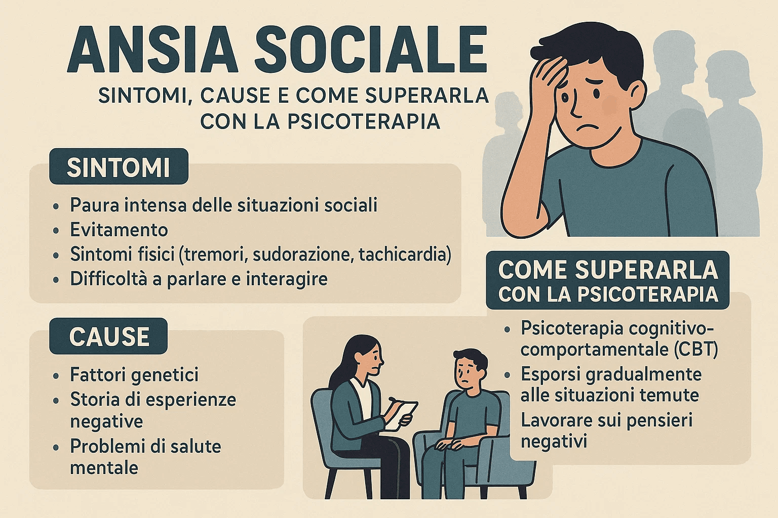 Ansia sociale: sintomi, cause e come superarla con la psicoterapia